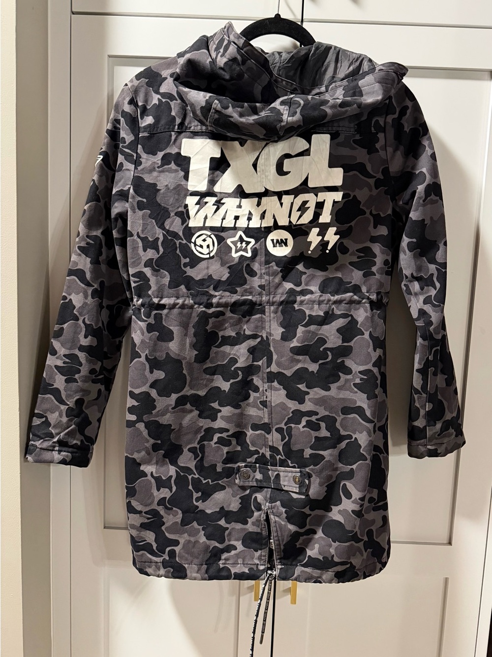 Rare Teebox TXGIRL Black Camo Utility Parka Jacket Size M